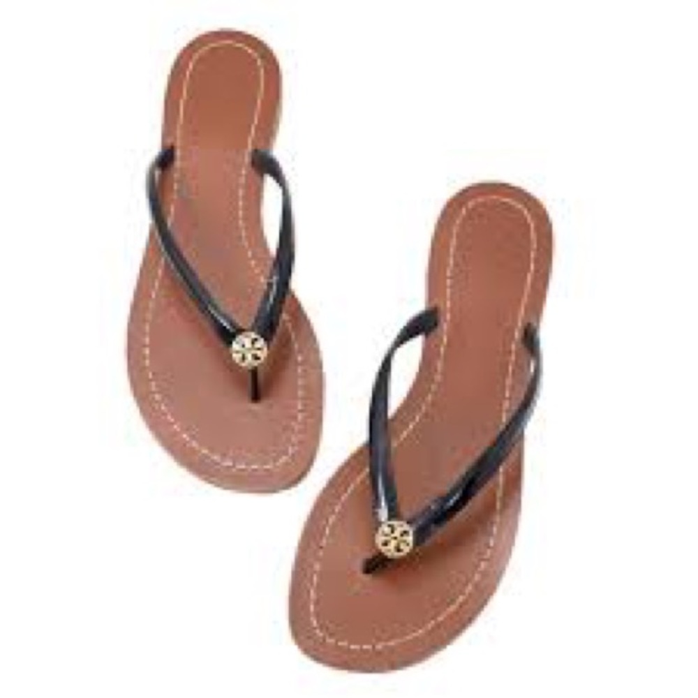 Tory Burch Terra Thong size 7 Black leather